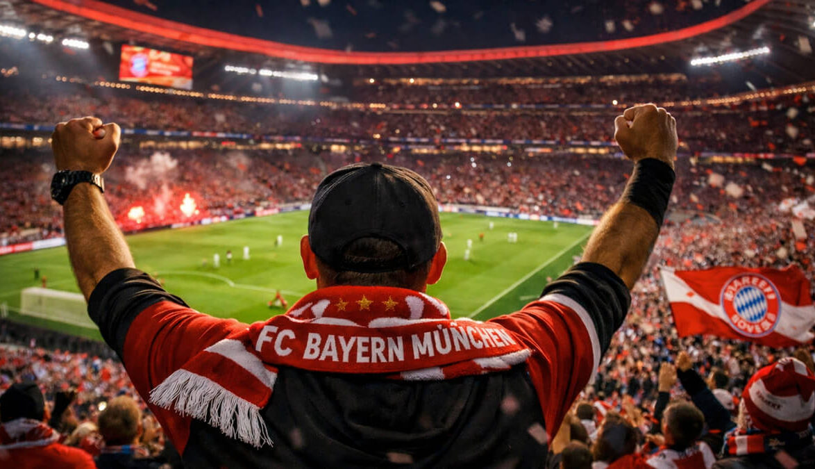 Fussballfans in der Allianz Arena von FC Bayern München