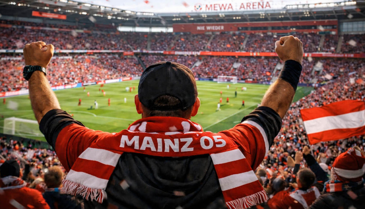 Fußballfans in der Mewa Arena von Mainz 05