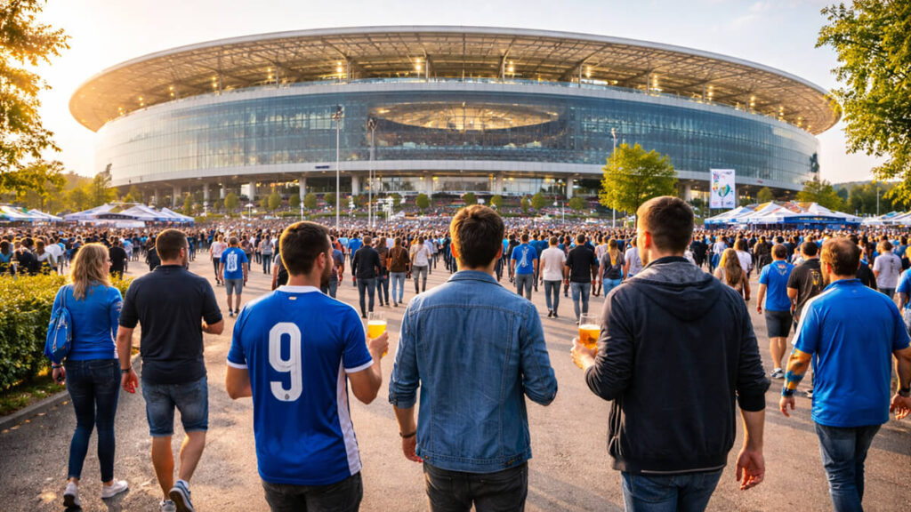 Fußballfans vor der PreZero Arena von TSG Hoffenheim